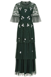 Suki Green Floral Embellished Maxi Dress